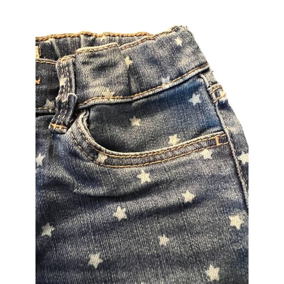 OshKosh BGosh Girls Denim Shorts 3T Star Print Adjustable Waist Raw Hem Pockets - Picture 6 of 6